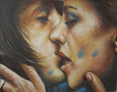 Pittura intitolato "Il bacio" da Gaetano D Aquino, Opera d'arte originale