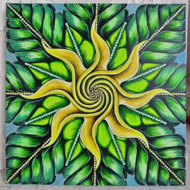 Pintura titulada "solar energy mandala" por Daria Belykh, Obra de arte original, Acrílico