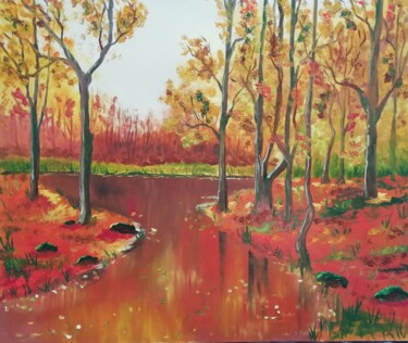 Картина под названием "Осенний лес" - Дарья Бондаренко, Подлинное произведение искусства, Масло