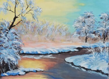 Картина под названием "Зимняя река" - Дарья Бондаренко, Подлинное произведение искусства, Гуашь