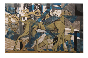 Картина под названием "«Тигрица «" - Дарья Мазур, Подлинное произведение искусства, Темпера