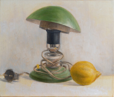 Картина под названием "Этюд с лампой и лим…" - Дарья Рысакова, Подлинное произведение искусства, Масло