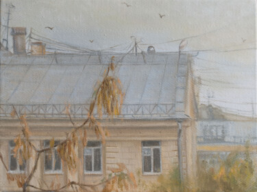 Malarstwo zatytułowany „Вид из окна. Осенни…” autorstwa Дарья Рысакова, Oryginalna praca, Olej