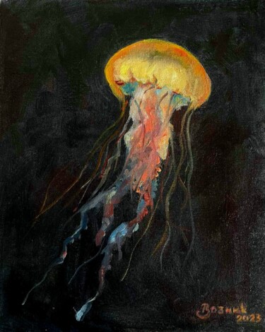 Картина под названием "Медуза" - Дарья Вознюк, Подлинное произведение искусства, Масло Установлен на картон