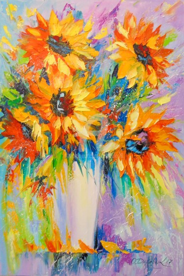 Painting titled "Bouquet  of s unflo…" by Olha, Original Artwork, Oil