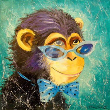 Painting titled "Boy monkey" by Olha, Original Artwork, Oil