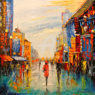 Painting titled "Life in the big city" by Olha, Original Artwork, Oil