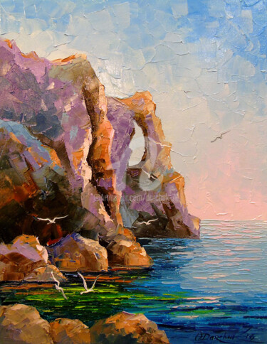 Peinture intitulée "Rocky shore" par Olha, Œuvre d'art originale, Huile