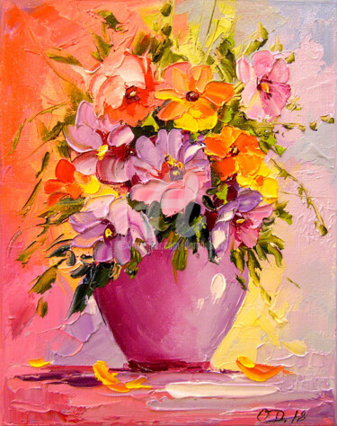 Painting titled "A bouquet of flower…" by Olha, Original Artwork, Oil