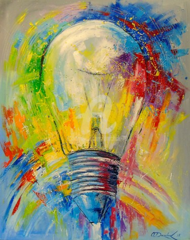 Peinture intitulée "Light bulb" par Olha, Œuvre d'art originale, Huile