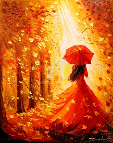 Peinture intitulée "Lady autumn" par Olha, Œuvre d'art originale, Huile
