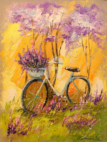 Painting titled "My bike" by Olha, Original Artwork, Oil