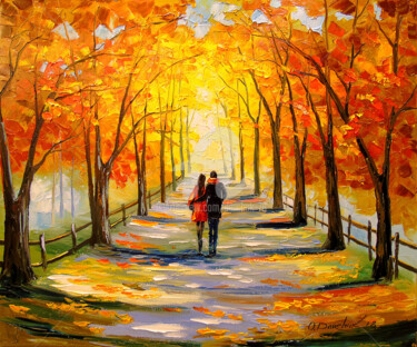 Painting titled "Together in a Sunny…" by Olha, Original Artwork, Oil