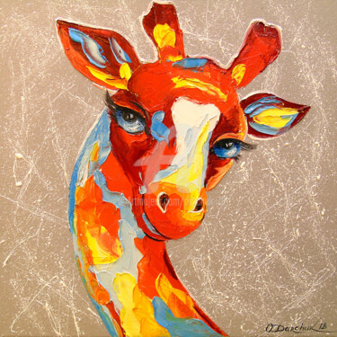 Schilderij getiteld "Giraffe" door Olha, Origineel Kunstwerk, Olie