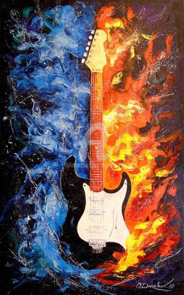 Painting titled "The sound of the gu…" by Olha, Original Artwork, Oil
