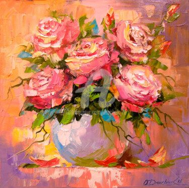 Painting titled "Bouquet of delicate…" by Olha, Original Artwork, Oil