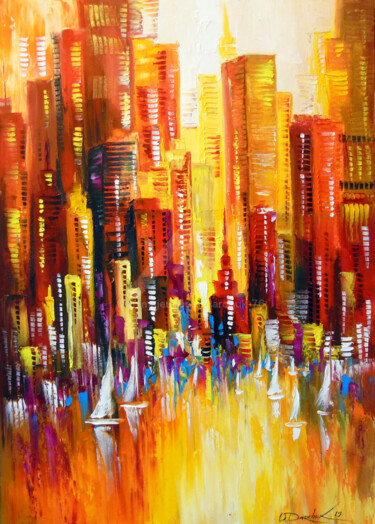 Sunny Los Angeles Painting titled "Sunny Los Angeles" by Olha, Original Art, Oil