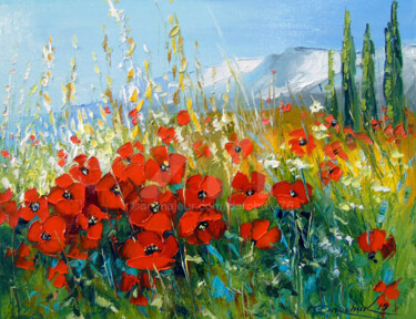 Summer poppies Painting titled "Summer poppies" by Olha, Original Art, Oil
