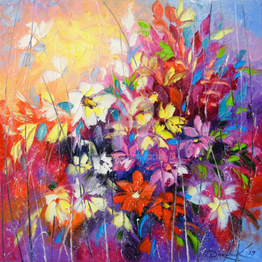 Painting titled "Dance of flowers" by Olha, Original Artwork, Oil