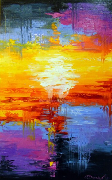 Painting titled "At sunset" by Olha, Original Artwork, Oil