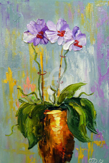 Painting titled "Orchid" by Olha, Original Artwork, Oil