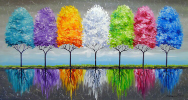 Painting titled "Each tree has a soul" by Olha, Original Artwork, Oil