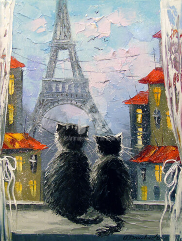 Painting titled "Parisians" by Olha, Original Artwork, Oil