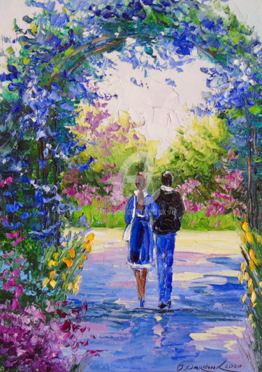 绘画 标题为“Romantic walk in th…” 由Olha, 原创艺术品, 油