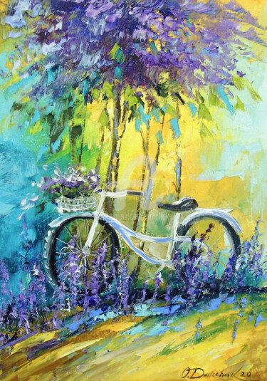 Painting titled "My   bike" by Olha, Original Artwork, Oil