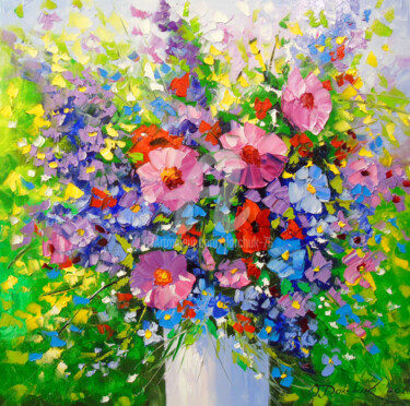 Painting titled "A bouquet of summer…" by Olha, Original Artwork, Oil