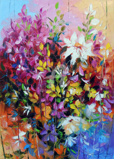 Pintura titulada "Dance  of  flowers" por Olha, Obra de arte original, Oleo