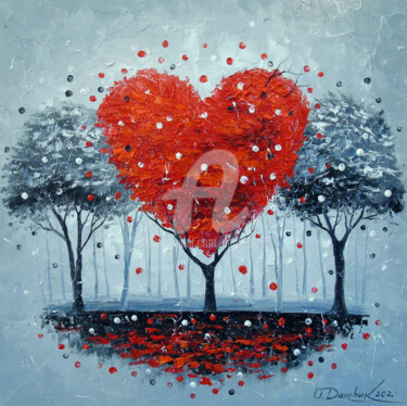 Painting titled "Love  tree" by Olha, Original Artwork, Oil