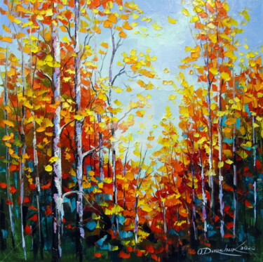 Malarstwo zatytułowany „Autumn breath of bi…” autorstwa Olha, Oryginalna praca, Olej