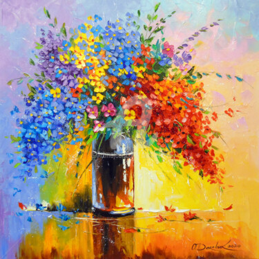 Painting titled "Bouquet   of   wild…" by Olha, Original Artwork, Oil