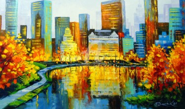Картина под названием "Plaza Central Park…" - Olha, Подлинное произведение искусства, Масло