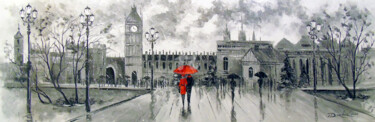 Painting titled "London city" by Olha, Original Artwork, Oil