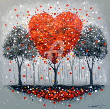 Painting titled "Tree of love" by Olha, Original Artwork, Oil