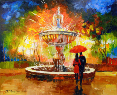 Painting titled "Romantic meeting at…" by Olha, Original Artwork, Oil