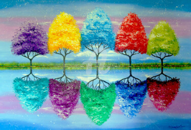 Pintura intitulada "Each tree has its o…" por Olha, Obras de arte originais, Óleo