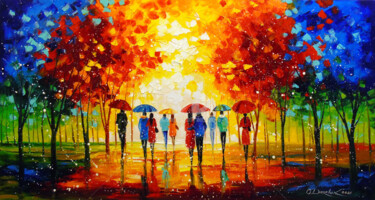 Painting titled "Rain still passes" by Olha, Original Artwork, Oil