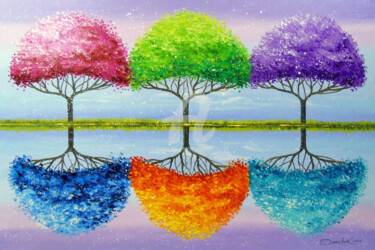 Painting titled "Each tree has a bri…" by Olha, Original Artwork, Oil