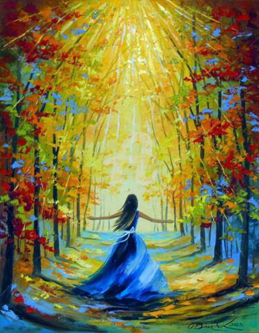 Painting titled "Toward the Sun" by Olha, Original Artwork, Oil Mounted on Wood Stretcher frame