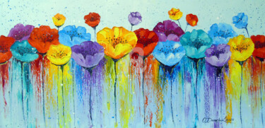 "Abstract colorful p…" başlıklı Tablo Olha tarafından, Orijinal sanat, Petrol Ahşap Sedye çerçevesi üzerine monte edilmiş