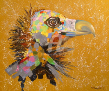 Painting titled "Eagle" by Olha, Original Artwork, Oil Mounted on Wood Stretcher frame