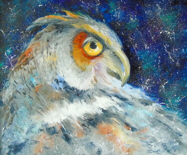 Schilderij getiteld "Owl" door Olha, Origineel Kunstwerk, Olie