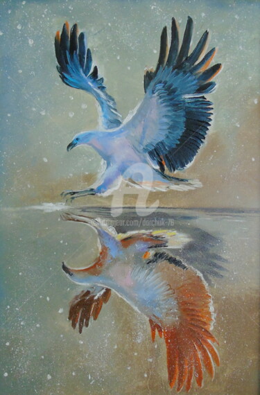 Schilderij getiteld "Eagle in flight" door Olha, Origineel Kunstwerk, Olie