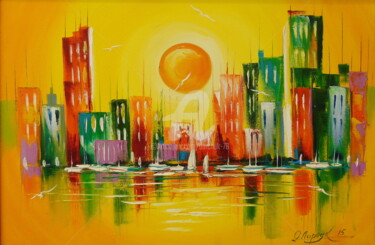 Painting titled "Sun city" by Olha, Original Artwork, Oil