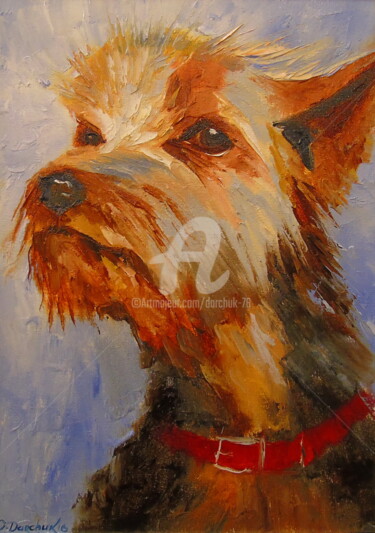 Painting titled "Dog" by Olha, Original Artwork, Oil