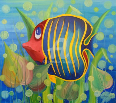 Painting titled "Fish" by Olha, Original Artwork, Oil