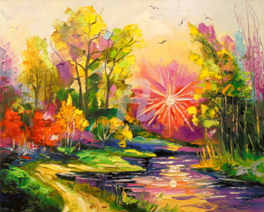 Painting titled "The light of the sun" by Olha, Original Artwork, Oil